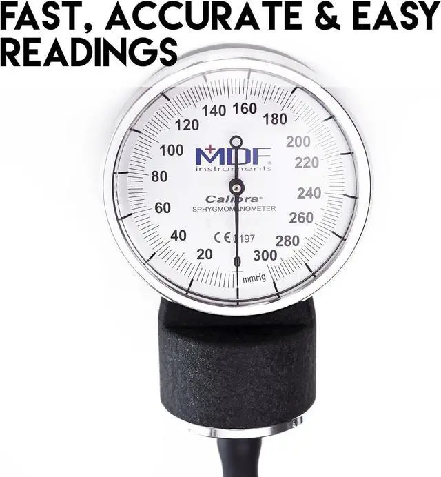Alt view image 2 of 7 - MDF Instruments, Calibra Aneroid Premium Professional Sphygmomanometer, Blood Pressure Monitor with Adult Cuff & Carrying Case, Lifetime Calibration, White Dial, Black Cuff, MDF808M11