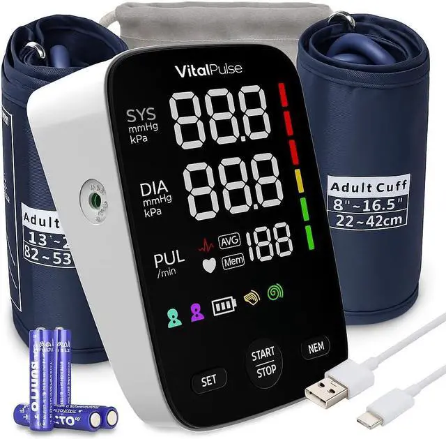 Main image of Blood Pressure Monitor - Digital BP Monitor with 8.7 - 16.5 Cuff and 13 - 21 Cuff (Set of 2) Automatic Blood Pressure Cuff for Upper Arm with Large LED Display with 2x120 Reading Memory