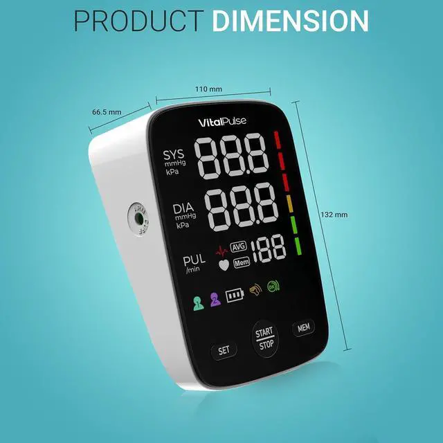 Alt view image 3 of 5 - Blood Pressure Monitor - Digital BP Monitor with 8.7 - 16.5 Cuff and 13 - 21 Cuff (Set of 2) Automatic Blood Pressure Cuff for Upper Arm with Large LED Display with 2x120 Reading Memory