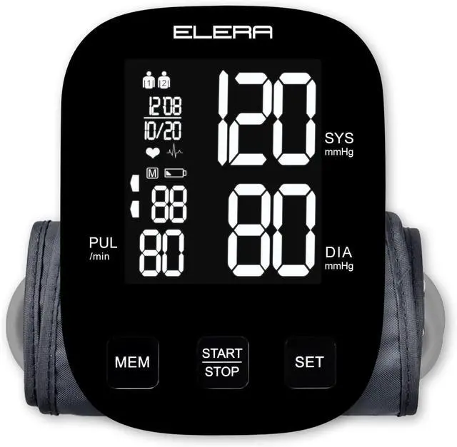 Main image of ELERA Blood Pressure Monitors for Home Use, Automatic Upper Arm Blood Pressure Monitor with Large Cuff (9''-17'') Large Backlit Display, USB Cable & Batteries Included