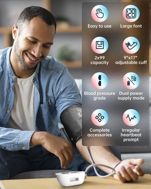 Alt view image 2 of 7 - Blood Pressure Monitor-HOLFENRY Blood Pressure Monitors for Home use, Accurate Upper Arm Automatic Digital BP Machine with 9-17inches Blood Pressure Cuff and AAA Batteries