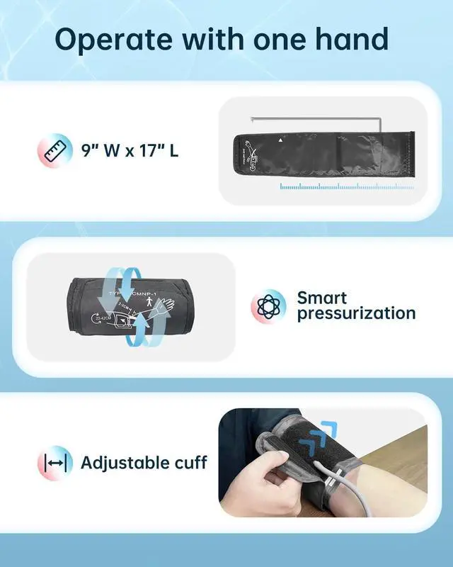 Alt view image 5 of 7 - Blood Pressure Monitor-HOLFENRY Blood Pressure Monitors for Home use, Accurate Upper Arm Automatic Digital BP Machine with 9-17inches Blood Pressure Cuff and AAA Batteries