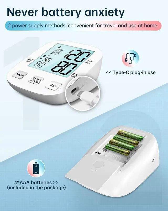 Alt view image 7 of 7 - Blood Pressure Monitor-HOLFENRY Blood Pressure Monitors for Home use, Accurate Upper Arm Automatic Digital BP Machine with 9-17inches Blood Pressure Cuff and AAA Batteries
