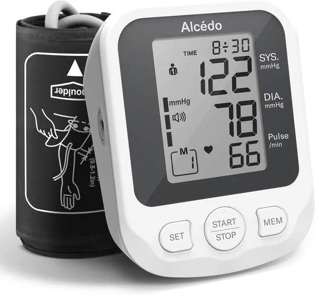 Main image of Alcedo Blood Pressure Monitor for Home Use, Accurate Upper Arm BP Machine with Large Cuff, Alarm Reminder, 2 x 120 Memory, Talking Function