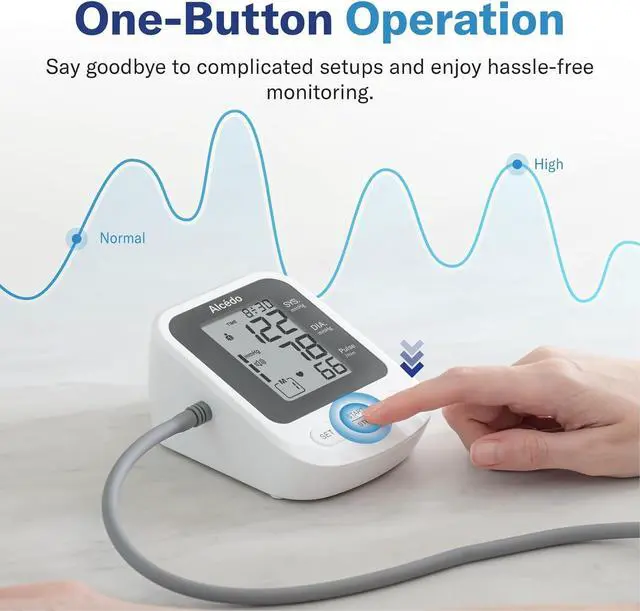 Alt view image 3 of 7 - Alcedo Blood Pressure Monitor for Home Use, Accurate Upper Arm BP Machine with Large Cuff, Alarm Reminder, 2 x 120 Memory, Talking Function