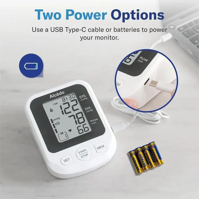 Alt view image 7 of 7 - Alcedo Blood Pressure Monitor for Home Use, Accurate Upper Arm BP Machine with Large Cuff, Alarm Reminder, 2 x 120 Memory, Talking Function