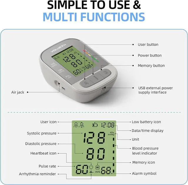 Alt view image 5 of 7 - Pediatric Blood Pressure Cuff, Blood Pressure Monitor for Kids & Adult, Small Cuff 7"-9"Medium/Large Cuff 9"-17"Perfect for Health Monitoring