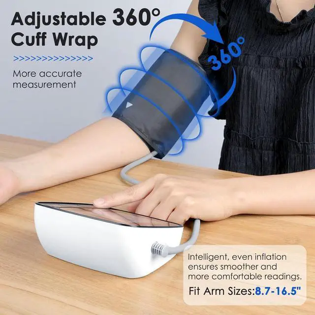 Alt view image 5 of 7 - Blood Pressure Monitor,Upper Arm Blood Pressure Monitors for Home Use,Digital Automatic Blood Pressure Machine,Adjustable 8.7"-17" Blood Pressure Cuff Backlight LCD with 2 * 90 Reading Memory