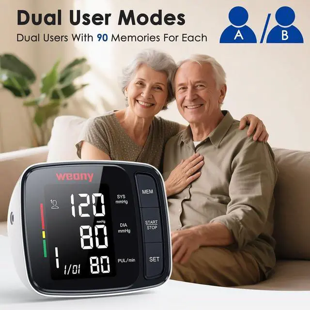 Alt view image 3 of 7 - Blood Pressure Monitor,Upper Arm Blood Pressure Monitors for Home Use,Digital Automatic Blood Pressure Machine,Adjustable 8.7"-17" Blood Pressure Cuff Backlight LCD with 2 * 90 Reading Memory