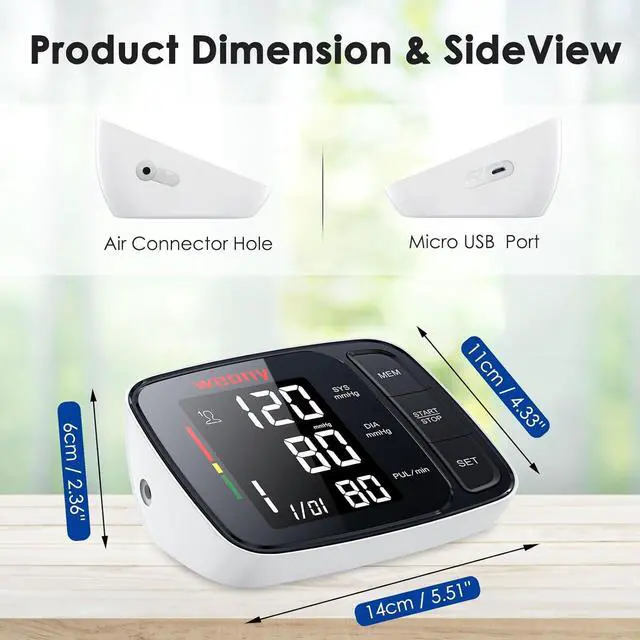 Alt view image 7 of 7 - Blood Pressure Monitor,Upper Arm Blood Pressure Monitors for Home Use,Digital Automatic Blood Pressure Machine,Adjustable 8.7"-17" Blood Pressure Cuff Backlight LCD with 2 * 90 Reading Memory