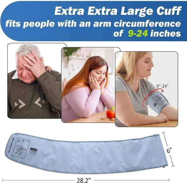 Alt view image 3 of 7 - XXL Blood Pressure Cuff 9-24 (22-60CM) Compatible with All Automatic Blood Pressure Monitors, Extra Large BP Replacement Cuff for Big Arms - Includes 6 Connectors