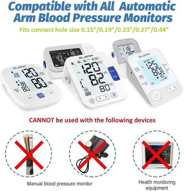 Alt view image 4 of 7 - XXL Blood Pressure Cuff 9-24 (22-60CM) Compatible with All Automatic Blood Pressure Monitors, Extra Large BP Replacement Cuff for Big Arms - Includes 6 Connectors