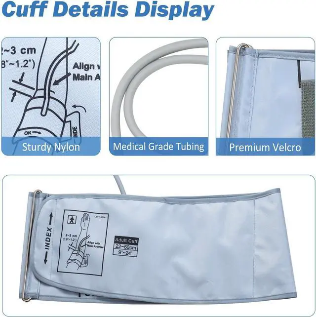 Alt view image 6 of 7 - XXL Blood Pressure Cuff 9-24 (22-60CM) Compatible with All Automatic Blood Pressure Monitors, Extra Large BP Replacement Cuff for Big Arms - Includes 6 Connectors
