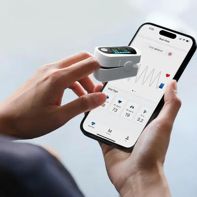 Alt view image 3 of 7 - Innovo FSA/HSA Eligible iP900BP-B Fingertip Pulse Oximeter, Blood Oxygen Monitor with Free App, Plethysmograph, and Perfusion Index (with Bluetooth)