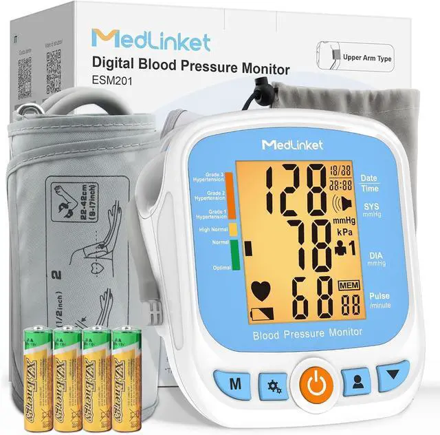 Main image of ESM201 Blood Pressure Monitors for Home Use, Adjustable 9-17" Wide Range Blood Pressure Cuff and Big Numbers Display Backlit, Irregular Heartbeat Detector, 2 * 90 Memory, Auto BP Machine Arm