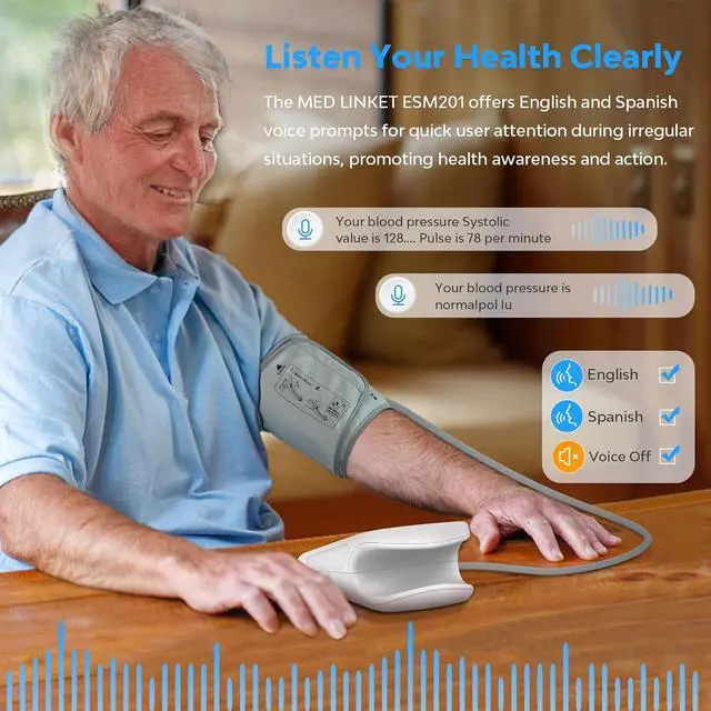 Alt view image 5 of 7 - ESM201 Blood Pressure Monitors for Home Use, Adjustable 9-17" Wide Range Blood Pressure Cuff and Big Numbers Display Backlit, Irregular Heartbeat Detector, 2 * 90 Memory, Auto BP Machine Arm