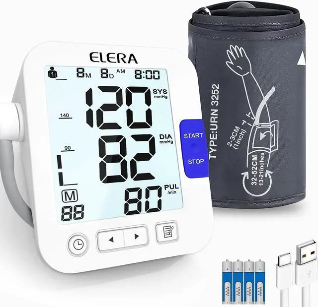 Main image of ELERA XL Cuff Blood Pressure Monitor (13-21" for Big Arms) - Large Screen, Automatic Upper Arm for Home Use, Backlight Display, 2 Users