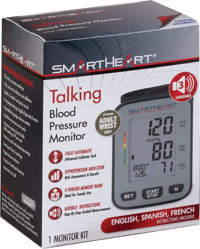 Alt view image 5 of 6 - Smartheart Adult Cuff Arm Home Automatic Digital Blood Pressure Monitor Without Tube Black 1 Each