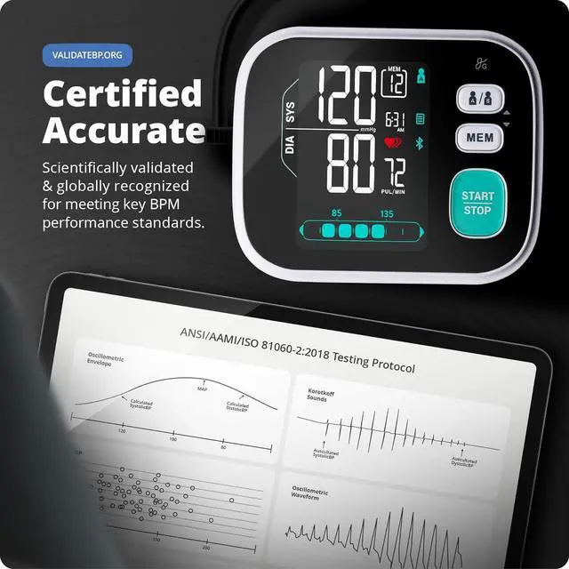 Alt view image 3 of 6 - Greater Goods Premium Digital Bluetooth Blood Pressure Monitor for Home Use, Multicolor Large Screen, Black