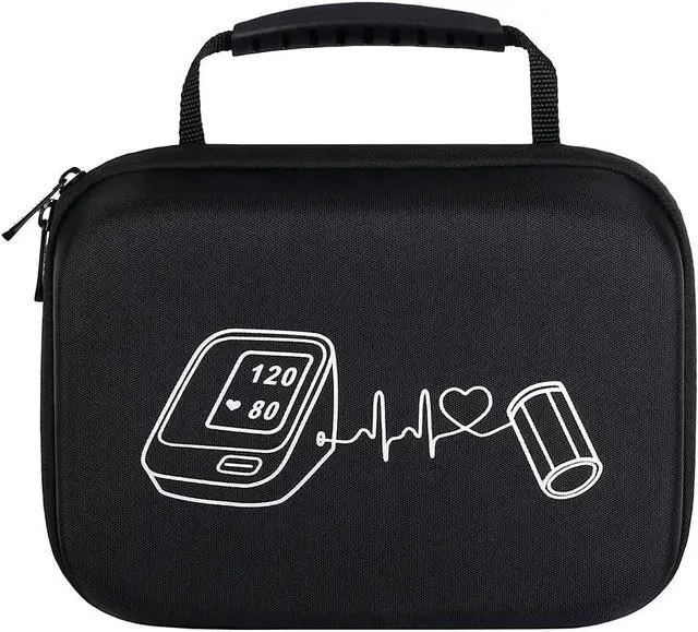 Alt view image 5 of 6 - BOVKE Hard Carrying Case for OMRON Platinum BP5465 BP5450 / OMRON Gold BP5360 BP5350 Upper Arm Blood Pressure Monitor, Extra Room fits Upper Arm Cuff and AC Adapter, Black+Black (NOT for BP7450)