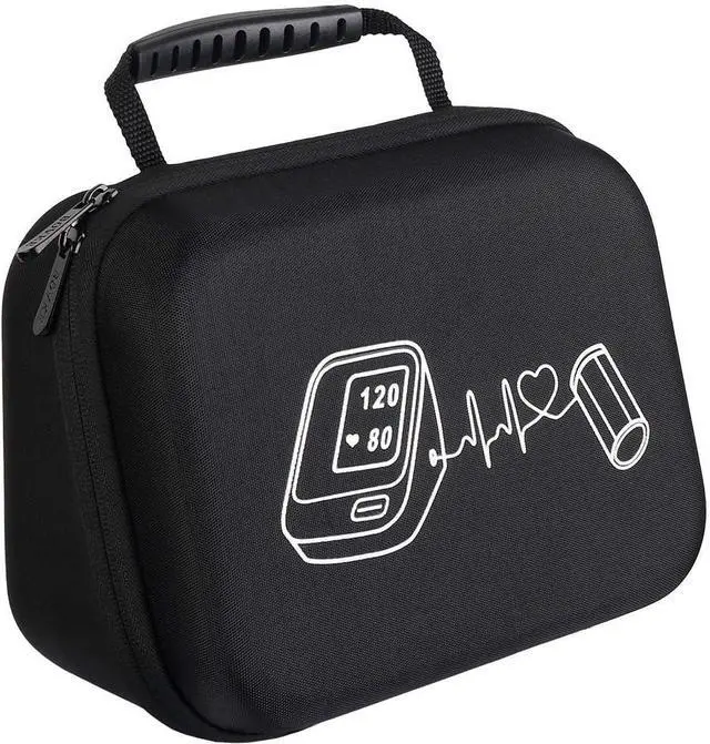 Alt view image 6 of 6 - BOVKE Hard Carrying Case for OMRON Platinum BP5465 BP5450 / OMRON Gold BP5360 BP5350 Upper Arm Blood Pressure Monitor, Extra Room fits Upper Arm Cuff and AC Adapter, Black+Black (NOT for BP7450)