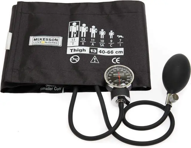 Alt view image 5 of 6 - McKesson LUMEON Deluxe Aneroid Sphygmomanometer, Blood Pressure with Cuff, Thigh, Brown, Adult Large, 1 Count