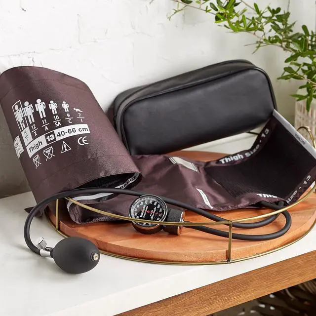 Alt view image 6 of 6 - McKesson LUMEON Deluxe Aneroid Sphygmomanometer, Blood Pressure with Cuff, Thigh, Brown, Adult Large, 1 Count