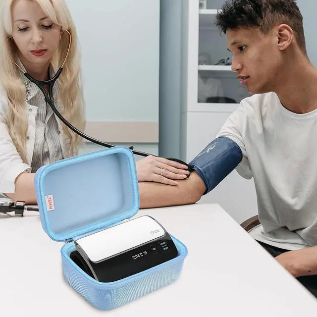 Alt view image 4 of 4 - BOVKE Carrying Case for OMRON Evolv Bluetooth Wireless Upper Arm Blood Pressure Monitor, BP7000 One-Piece Design Portable OMRON BP Monitor Storage Bag, Blue
