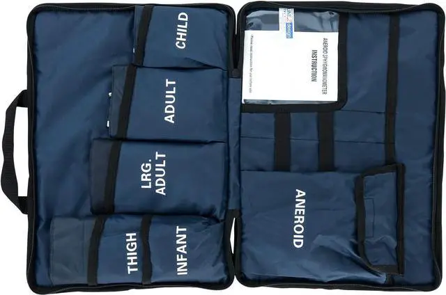 Alt view image 5 of 6 - LINE2design Blood Pressure Aneroid Kit System - EMS Emergency Portable Travel Size First Aid Large Adult-Child Manual BP Universal Cuffs Kit-5 with 5 Different Sized Durable Cuffs Trauma Kits