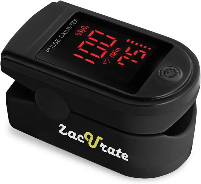 Main image of Zacurate Pro Series 500DL Fingertip Pulse Oximeter Blood Oxygen Saturation Monitor with Silicone Cover, Batteries and Lanyard (Royal Black)
