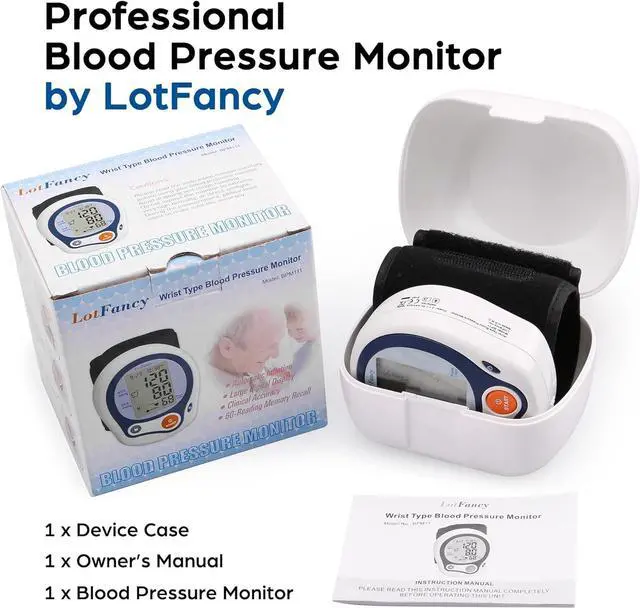 Alt view image 7 of 7 - LotFancy Wrist Blood Pressure Monitor, Wrist BP Cuff (5-8), 60 Reading Memory, Automatic Digital Blood Pressure Machine, Home BP Gauge