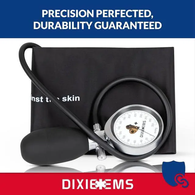 Alt view image 5 of 6 - Dixie EMS BP Cuff, Aneroid Professional Sphygmomanometer, Precise Monitoring Blood Pressure Cuff Manual for Adults - Black