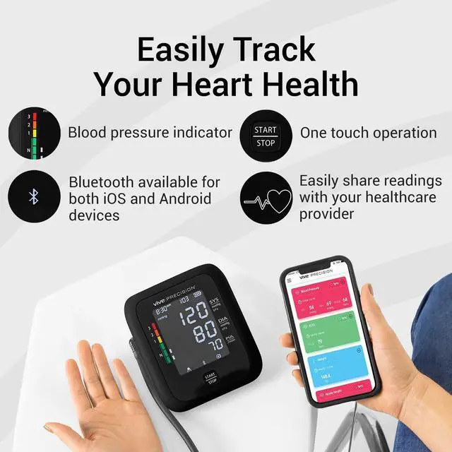 Alt view image 4 of 7 - Blood Pressure Monitor, Cuff, & Case - Smartphone Accurate Electronic Health Monitoring System - Wireless Automatic Digital Machine for Women, Men, Adults