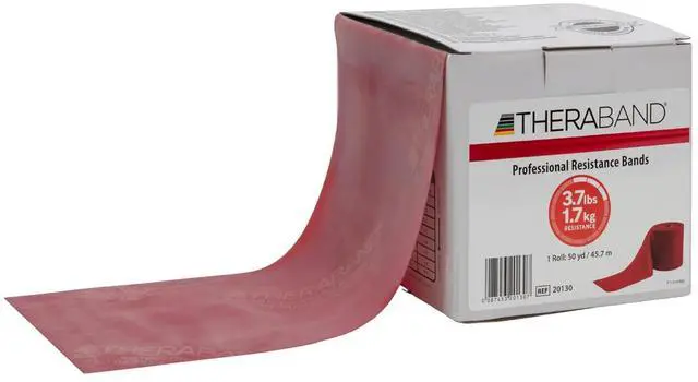 Main image of THERABAND Resistance Band, Red, Medium, 50-Yard Roll, Latex Elastic Band for Exercise, Stretching, Physical Therapy, Yoga, Pilates, Home Workouts, Cut-to-Length, Color-Coded Levels