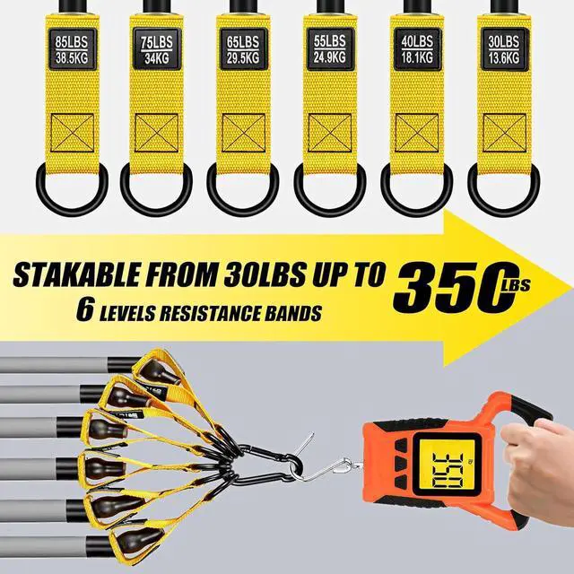 Alt view image 3 of 7 - Heavy Resistance Bands for Working Out, 350lbs/450lbs Exercise Bands with Handles, Workout Bands Set for Men, Fitness Weight Bands for Muscle Strength Training, Stretching, Slim, Home Gym Equipment