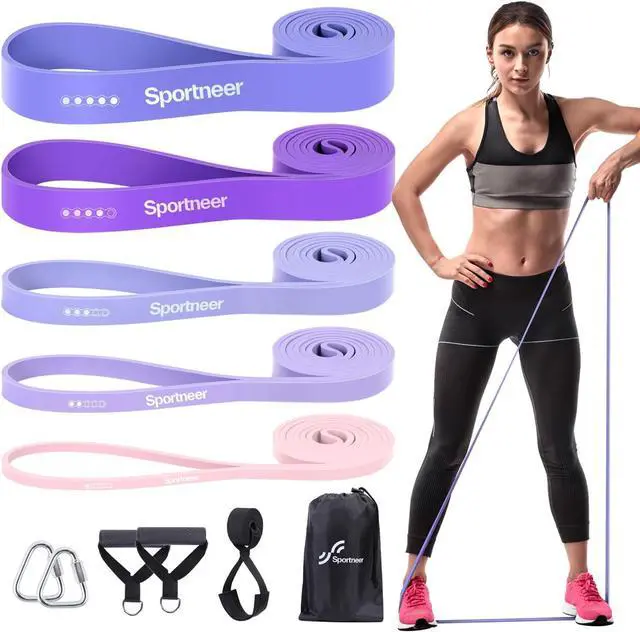 Main image of Resistance Bands Workout Set: 5 Levels Pull Up Assist Bands 5-130lb with Handles & Door Anchor