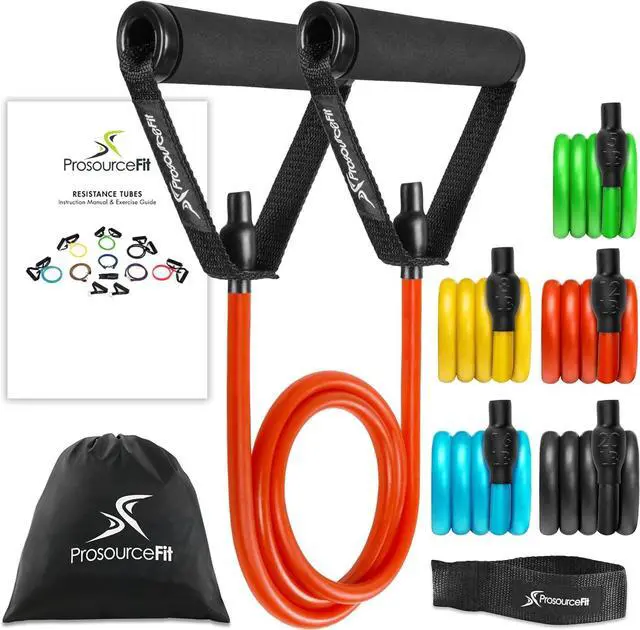 Main image of ProsourceFit Single Stackable Resistance Bands with Door Anchor and Exercise Guide, 8-12 LB, Heavy Duty Fitness Tube for Full-Body Exercises and Home Workouts