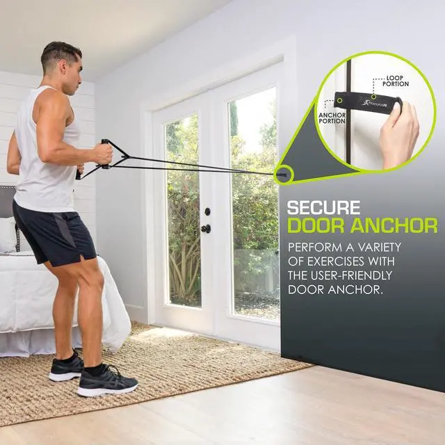 Alt view image 5 of 7 - ProsourceFit Single Stackable Resistance Bands with Door Anchor and Exercise Guide, 8-12 LB, Heavy Duty Fitness Tube for Full-Body Exercises and Home Workouts