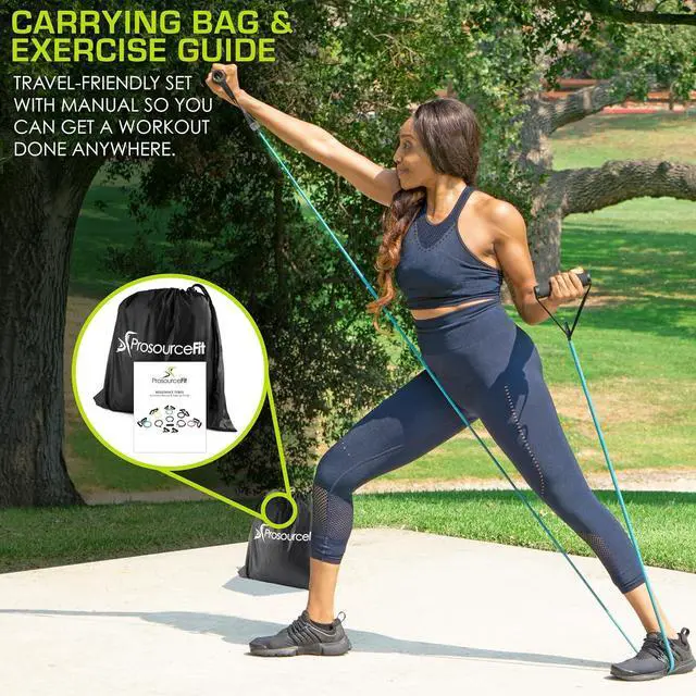 Alt view image 6 of 7 - ProsourceFit Single Stackable Resistance Bands with Door Anchor and Exercise Guide, 8-12 LB, Heavy Duty Fitness Tube for Full-Body Exercises and Home Workouts
