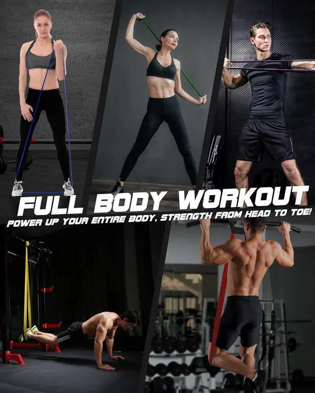Alt view image 7 of 7 - Resistance Bands Set - Pull Up Bands for Men Women, Exercise Bands Resistance with Door Anchor, Training Poster & Pouch for Body Stretching, Pull Up Assist