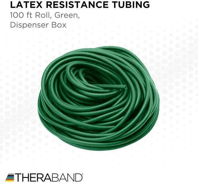 Alt view image 2 of 7 - THERABAND Latex Resistance Tubing, Green, Heavy, Level 3, 100 ft Roll, Professional Grade Resistance Band for Exercise, Upper and Lower Body Workouts, Cut-to-Length, Color-Coded Levels