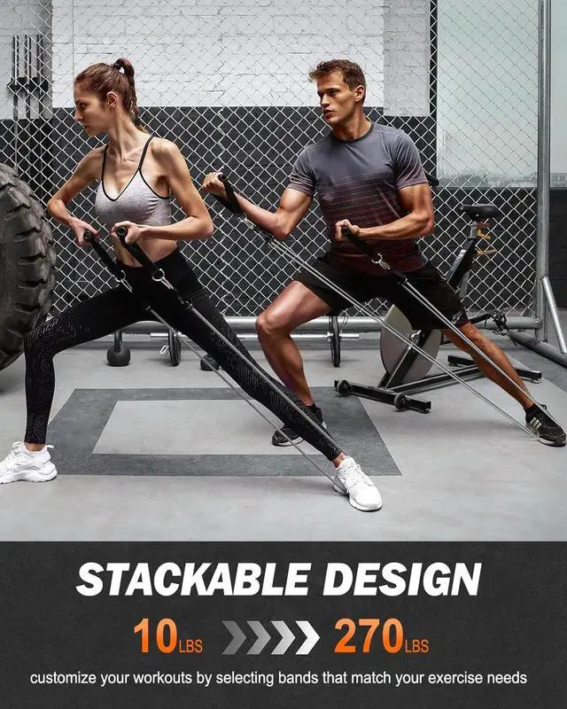 Alt view image 3 of 6 - Zacro Resistance Bands for Working Out, 270 LBS Heavy Exercise Bands with Handles for Heavy Resistance Training, Home Gym Workout, Men/Women