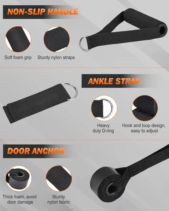 Alt view image 4 of 6 - Zacro Resistance Bands for Working Out, 270 LBS Heavy Exercise Bands with Handles for Heavy Resistance Training, Home Gym Workout, Men/Women