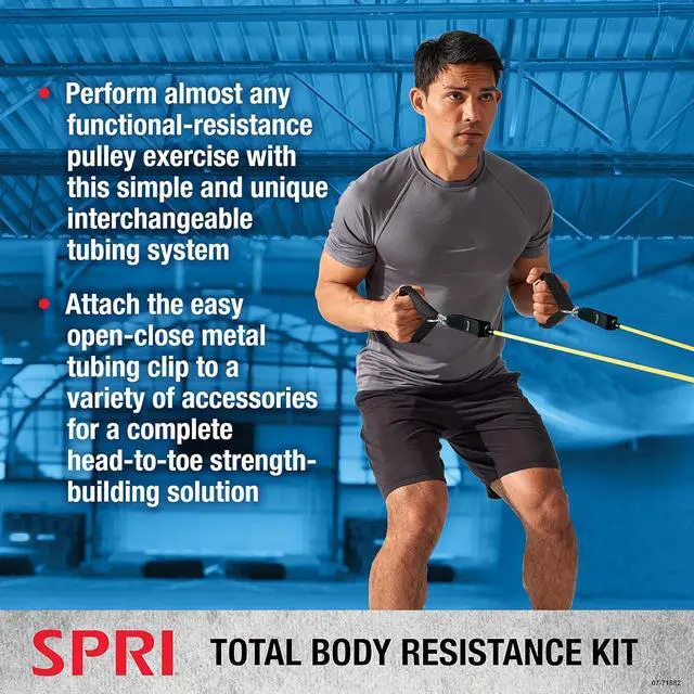 Alt view image 3 of 6 - SPRI Resistance Band Kit - Resistance Training Interchangeable Tubes for Full Body Toning - Includes 5 Exercise Bands, Ankle/Wrist Strap with Padded Handles, Door Anchor, Exercise Guide, Carry Bag