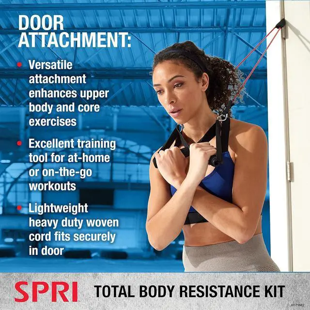 Alt view image 6 of 6 - SPRI Resistance Band Kit - Resistance Training Interchangeable Tubes for Full Body Toning - Includes 5 Exercise Bands, Ankle/Wrist Strap with Padded Handles, Door Anchor, Exercise Guide, Carry Bag