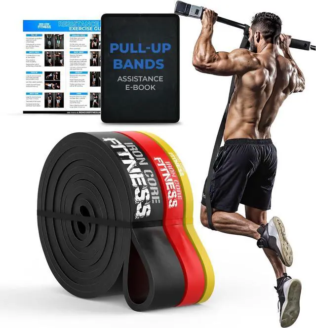 Main image of Pull Up Assistance Resistance Bands - Long Loop Power Bands for Men and Women - Strength Power Flexibility Training at Home & Gym - Ebooks & Workout Chart Included by Iron Core Fitness