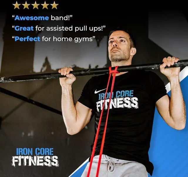 Alt view image 2 of 7 - Pull Up Assistance Resistance Bands - Long Loop Power Bands for Men and Women - Strength Power Flexibility Training at Home & Gym - Ebooks & Workout Chart Included by Iron Core Fitness