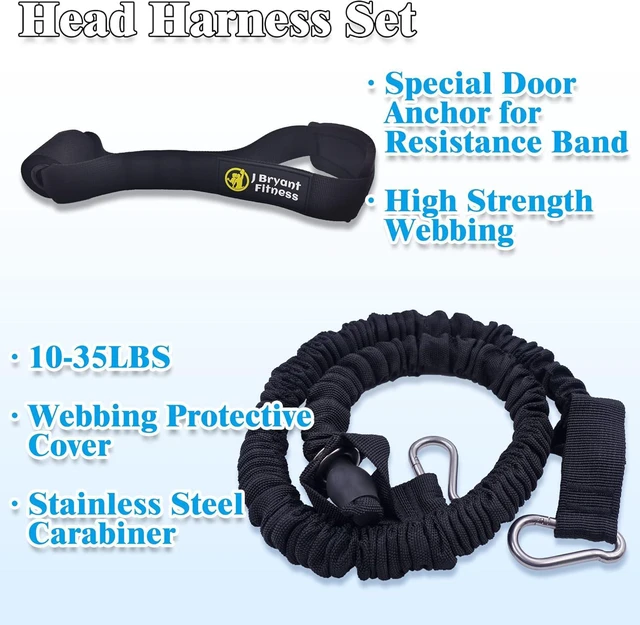 Alt view image 6 of 6 - J Bryant Neck Harness Head - Weight Lifting with Resistance Tube Bands - Door Anchor Set Adjustable Neck Training Strap Exercise Equipment