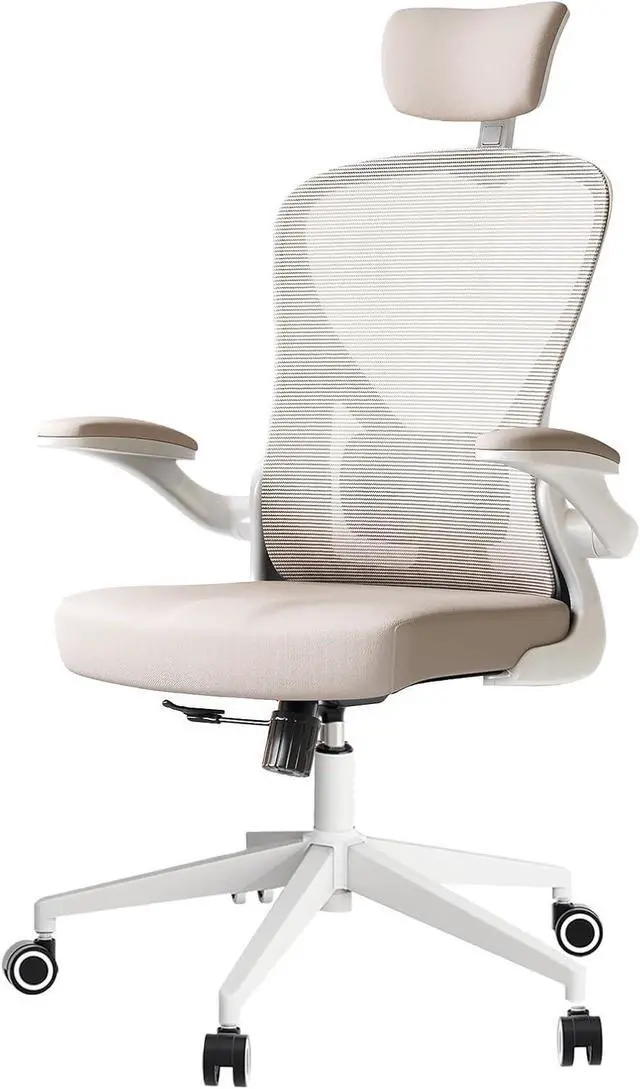 Alt view image 3 of 7 - Ergonomic Office Chair with Adjustable Flip-Up Armrests & Lumbar Support - Thickened Cushion Desk Chair with Wheels, Comfy Home Office Computer Chair