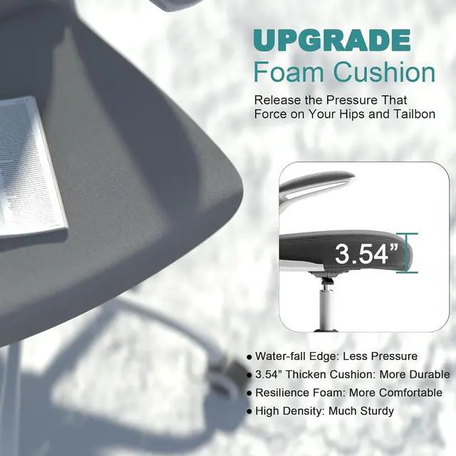 Alt view image 4 of 7 - Mimoglad Office Chair, High Back Ergonomic Desk Chair with Adjustable Lumbar Support and Headrest, Swivel Task Chair with flip-up Armrests for Guitar Playing